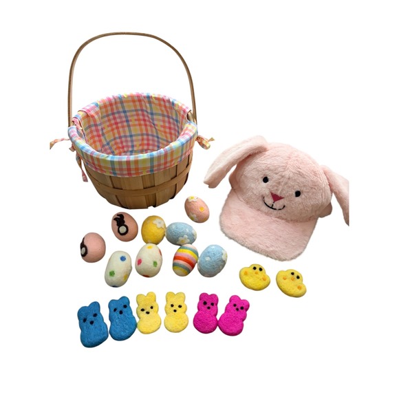 Other - Easter Basket Set with Bunny Hat and Felt Egg Bunny Peeps Chicks Baby Kids Toys